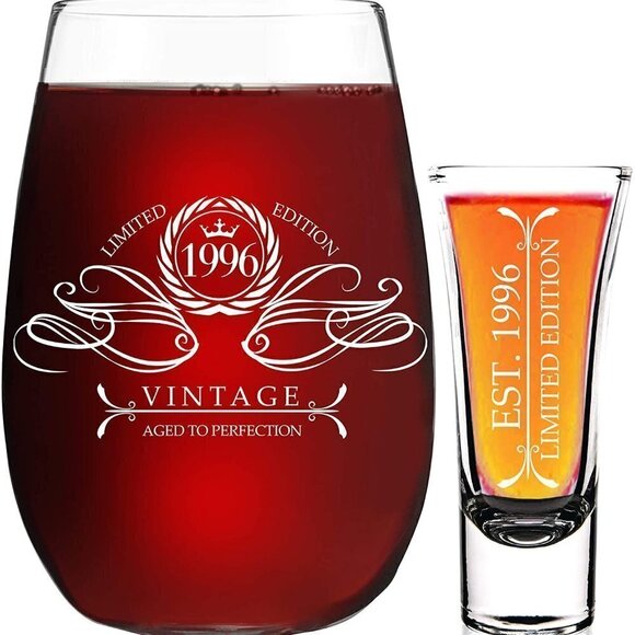 1996 WINE GLASS MATCHING SHOT GLASS PARIS PRODUCTS LIMITED EDITION - Picture 2 of 11